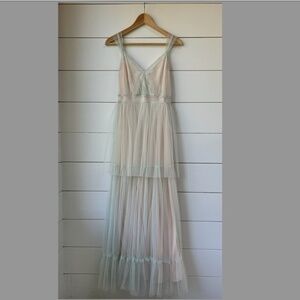 Custom-made Fairy Dress, Bridesmaid Dress, Mint Color Tulle, Light Pink Under